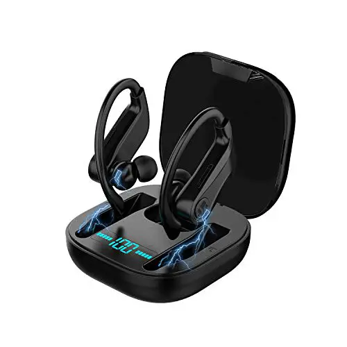 Wireless Earbuds, Bluetooth 5.1 Sports Headphones with Earhooks, IPX8 Sweatproof TWS Earhooks Headset with 950mAH Charging case,...