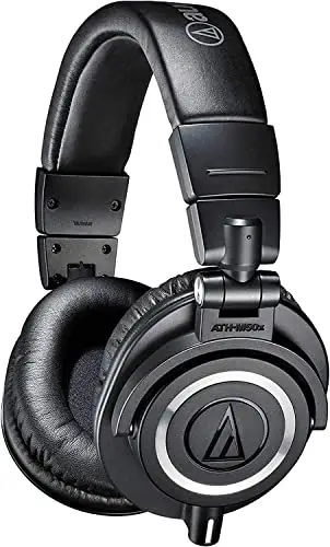 Audio-Technica ATH-M50X Professional Studio Monitor Headphones, Black, Professional Grade, Critically Acclaimed, with Detachable...